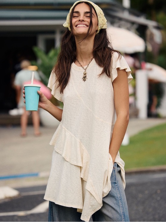 Free People Dresses & Skirts - Free People Zoa White layered style Mini Dress; t-shirt Dress; Tunic in  White